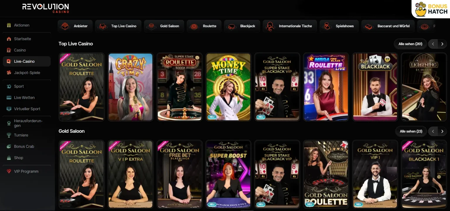 revolution casino login